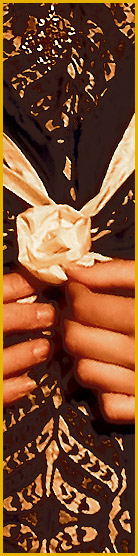 Vista detallada de la estructura de textiles de color negro - crema tnica de gala con una mano textiles Rose flor de diseador de moda alemn Torsten Amft de Berln.